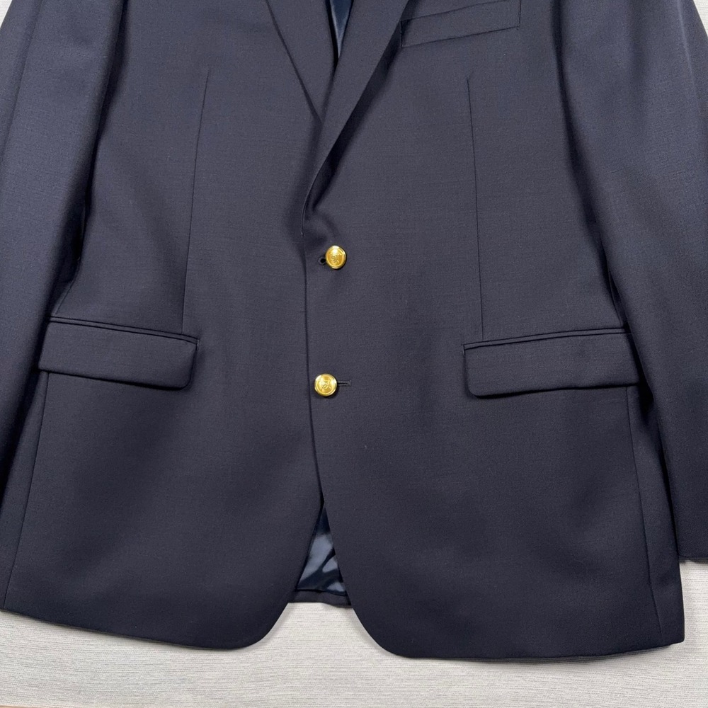 Lauren Ralph Lauren Blazer Men 44L Navy Blue Wool Blend Gold Button Sport Coat - Picture 3 of 14